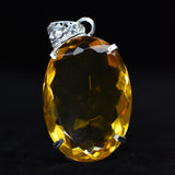 925 Sterling Silver 78.1 Ct CERTIFIED Topaz Oval Cut Orange Gemstone Pendant