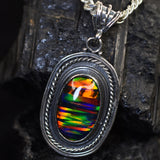 Beautiful Oval Cut 46 Ct Natural CERTIFIED Opal 925 Sterling Silver Pendant Gems