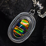 Beautiful Oval Cut 46 Ct Natural CERTIFIED Opal 925 Sterling Silver Pendant Gems