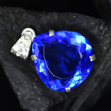 Lab Grown 55 Ct CERTIFIED Sapphire 925 Sterling Silver Blue Pear Gems Pendant