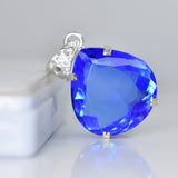 Lab Grown 55 Ct CERTIFIED Sapphire 925 Sterling Silver Blue Pear Gems Pendant