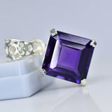 925 Sterling Silver CERTIFIED Natural Purple Amethyst 28 Ct Square Gems Pendant