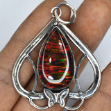 CERTIFIED Natural 44.15 Ct Beautiful Pear Cut Opal Stone Silver Pendant Jewelry