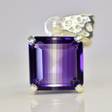 Natural Purple Amethyst 24.9 Ct CERTIFIED Square 925 Sterling Silver Gem Pendant
