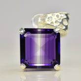 Natural Purple Amethyst 24.9 Ct CERTIFIED Square 925 Sterling Silver Gem Pendant