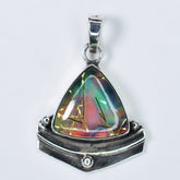 925 Sterling Silver 38 Ct Trillion Cut Natural CERTIFIED Stone Pendant Jewelry