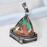 925 Sterling Silver 38 Ct Trillion Cut Natural CERTIFIED Stone Pendant Jewelry