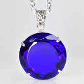 A Grade 113.55 Ct CERTIFIED Blue Topaz 925 Sterling Silver Unique Round Pendant