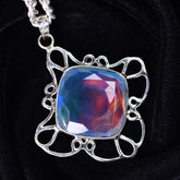 Natural 46 Ct Square Cushion Cut CERTIFIED Opal Gems Pendant Best Gift For Dad