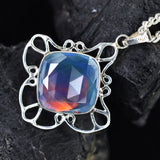 Natural 46 Ct Square Cushion Cut CERTIFIED Opal Gems Pendant Best Gift For Dad