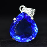 CERTIFIED 51.55 Ct Natural Blue Topaz 925 Sterling Silver Pear-Shaped Pendant