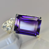NATURAL Purple Amethyst 31 Ct CERTIFIED Emerald 925 Sterling Silver Gems Pendant
