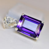 NATURAL Purple Amethyst 31 Ct CERTIFIED Emerald 925 Sterling Silver Gems Pendant