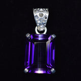 NATURAL Purple Amethyst 31 Ct CERTIFIED Emerald 925 Sterling Silver Gems Pendant