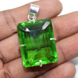 112.3 Ct Lab-Created Peridot Pendant 925 Sterling Silver Gem Tested Quality