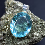 Aquamarine Silver Pendant 112.7 Ct Lab Created Gemstone Verified 925 Sterling