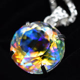 CERTIFIED 69 Ct Natural Mystic Round Topaz Pendant 925 Sterling Silver Gemstone