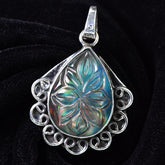 CERTIFIED 41 Ct Natural Pear Opal 925 Sterling Silver Pendant Jewelry For Her