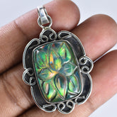 925 Sterling Silver 44 Ct Natural Cushion Cut Opal Pendant Gemstone CERTIFIED