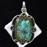 925 Sterling Silver 44 Ct Natural Cushion Cut Opal Pendant Gemstone CERTIFIED
