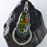 AA++ CERTIFIED 31 Ct Natural Opal Oval Cut 925 Sterling Silver Gems Pendant