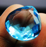 Pear Shaped Aquamarine Gemstone Displayed on Two Fingers - 15.10 Ct, Eye Clean and Vintage