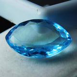 Certified Blue Aquamarine Loose Gemstone in Marquise Cut - Displayed on White Jewelry Box