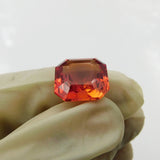 Certified 10.21 Ct Natural Orange Sapphire Square Shape Loose Gemstone