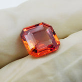 Certified 10.21 Ct Natural Orange Sapphire Square Shape Loose Gemstone
