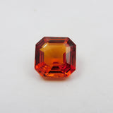 Loose Gemstone 6.35 Ct Certified Square Cut Natural Orange Sapphire