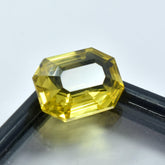 Certified 7.70ct emerald-cut natural yellow sapphire from Sri Lanka