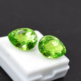 23.95 Carat Natural Peridot Pair – Certified Green Pear Cut Loose Gemstones for Necklace Making