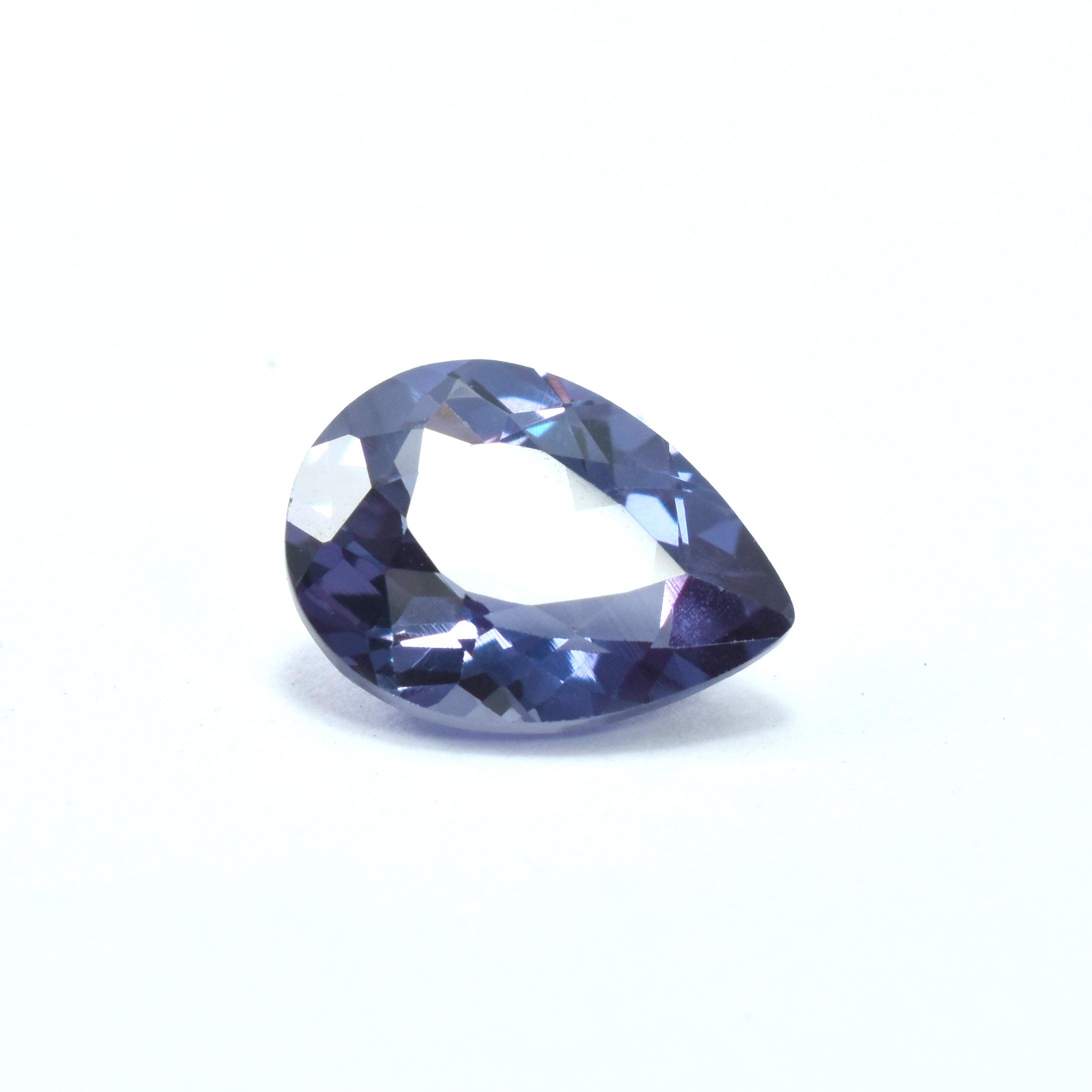 5.30 Ct Pear Shape Alexandrite Gemstone on White Background – Natural Color-Change Certified Stone