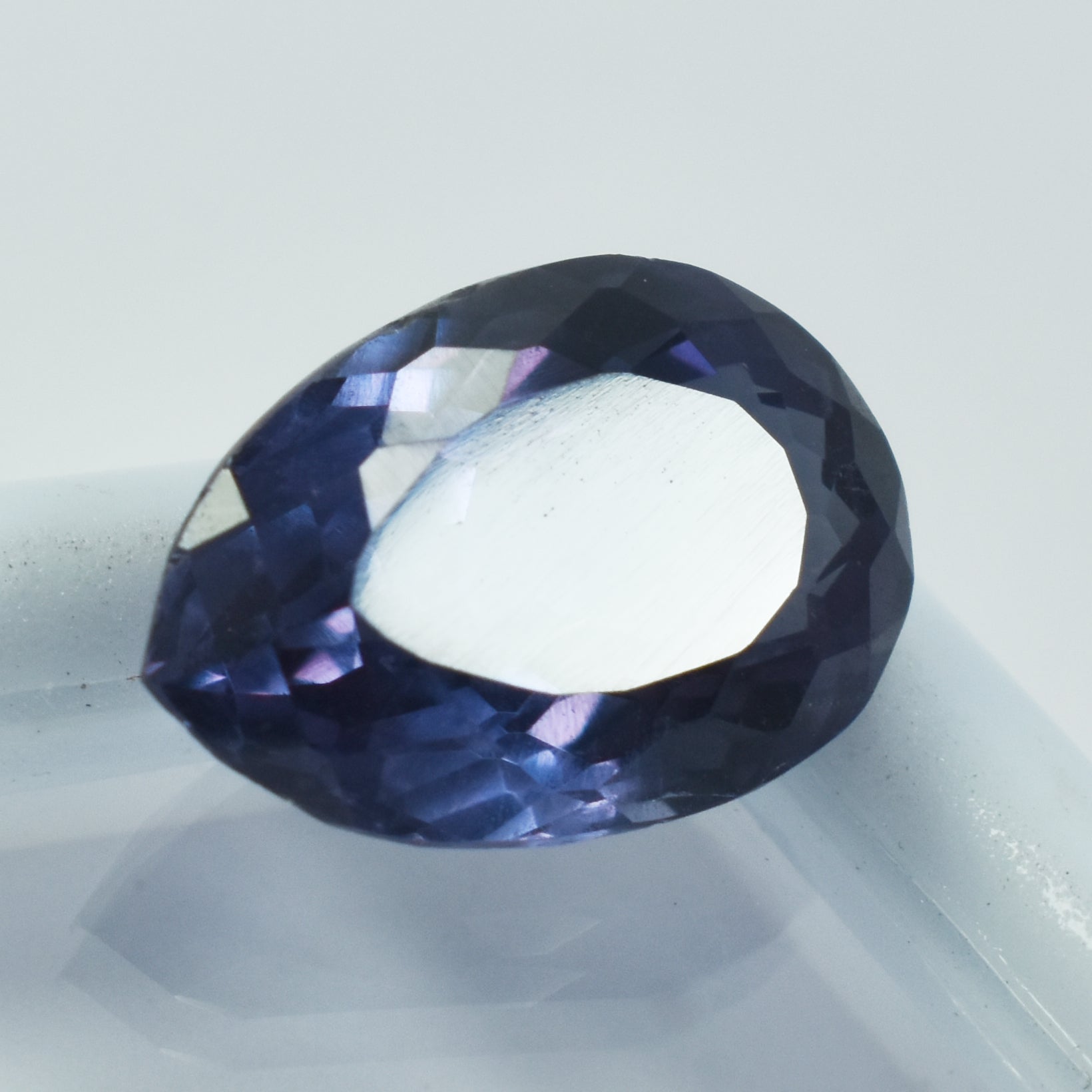 Pear Shaped 6.15 Ct Alexandrite on White Background – Translucent, Russian-Origin Loose Gemstone