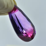 Certified loose gemstone, 30.60ct pear-cut natural bi-color sapphire, a gift for her or him