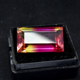 23.20 carat emerald-cut bi-color sapphire, a certified natural loose gemstone