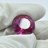 Round-cut bi-color sapphire, 20.05ct, a certified natural loose gemstone.