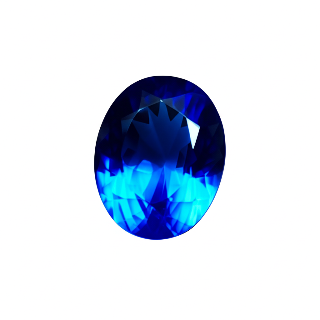 A loose, oval-cut, natural light blue sapphire gemstone weighing 17.70 carats.