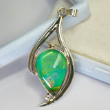925 Sterling Silver CERTIFIED 39 Ct Natural Opal Pear Pendant For Birthday Gift