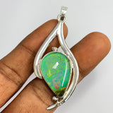 925 Sterling Silver CERTIFIED 39 Ct Natural Opal Pear Pendant For Birthday Gift