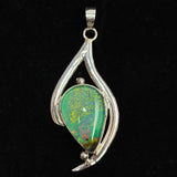 925 Sterling Silver CERTIFIED 39 Ct Natural Opal Pear Pendant For Birthday Gift