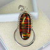 CERTIFIED 925 Sterling Silver Pendant 30 Ct Natural Opal Oval Gems Gift For Mom