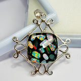 A+ CERTIFIED 46 Ct Square Cushion 925 Starling Silver Natural Opal Stone Pendant