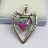 Flawless Heart 42 Ct Natural Opal Pendant CERTIFIED 925 Sterling Silver Delivery