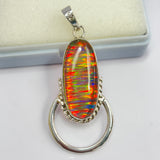 CERTIFIED 925 Sterling Silver Pendant 31 Ct Natural Opal Oval Gems Free Delivery