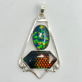 925 Sterling Silver 52 Ct Natural CERTIFIED Opal Fancy Pendant For Birthday Gift
