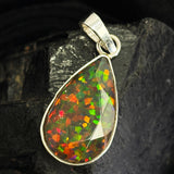 CERTIFIED Natural Fire Opal 24 Ct 925 Sterling Silver Pendant Pear Gems For Gift