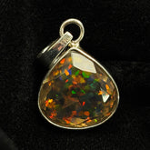 CERTIFIED Natural Fire Opal 19 Ct Pear Cut 925 Sterling Silver Gemstone Pendant
