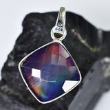 CERTIFIED Square Cushion 28Ct Natural Opal 925 Sterling Silver Pendant Free Gift