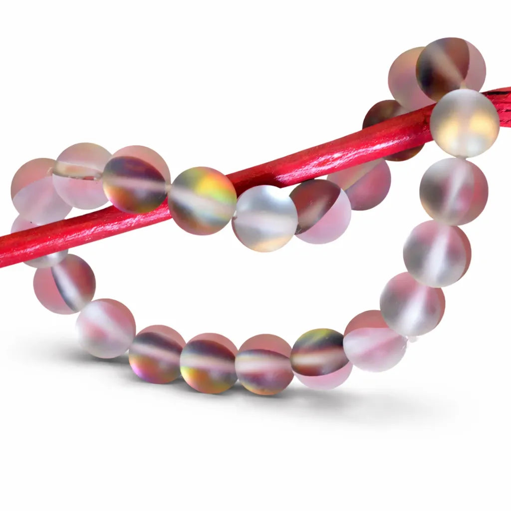 Multicolored beaded bracelet on a white background